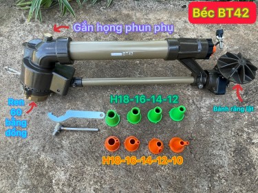 Béc BT42 - BÉC TƯỚI PHUN MƯA CÓ 3 TIA , XẺ TIA 2 CẤP ĐỘ, TƯỚI NƯỚC CÓ CẶN ,KHÁNG GIÓ TỐT